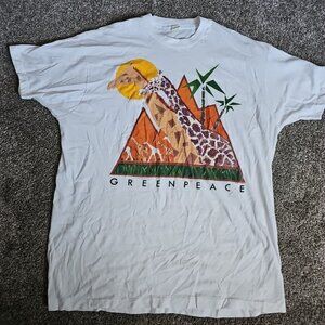 1988 Vintage Screen Stars Greenpeace Size 3XL White Retro Giraffe Short Sleeve